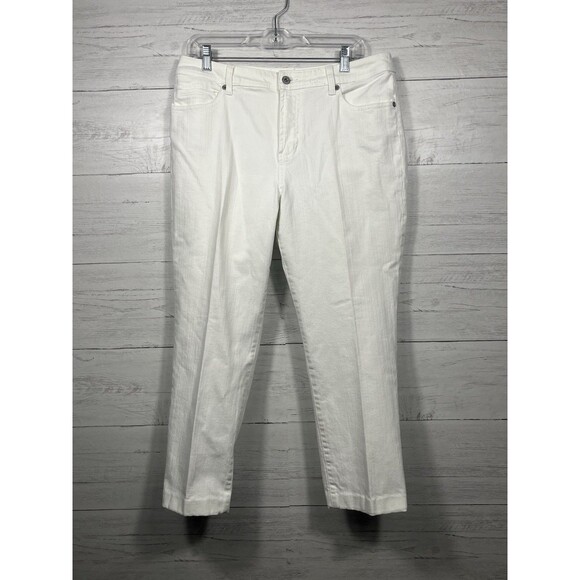 Chicos platinum womens white abolone jean size 2 short casual summer - Picture 1 of 5